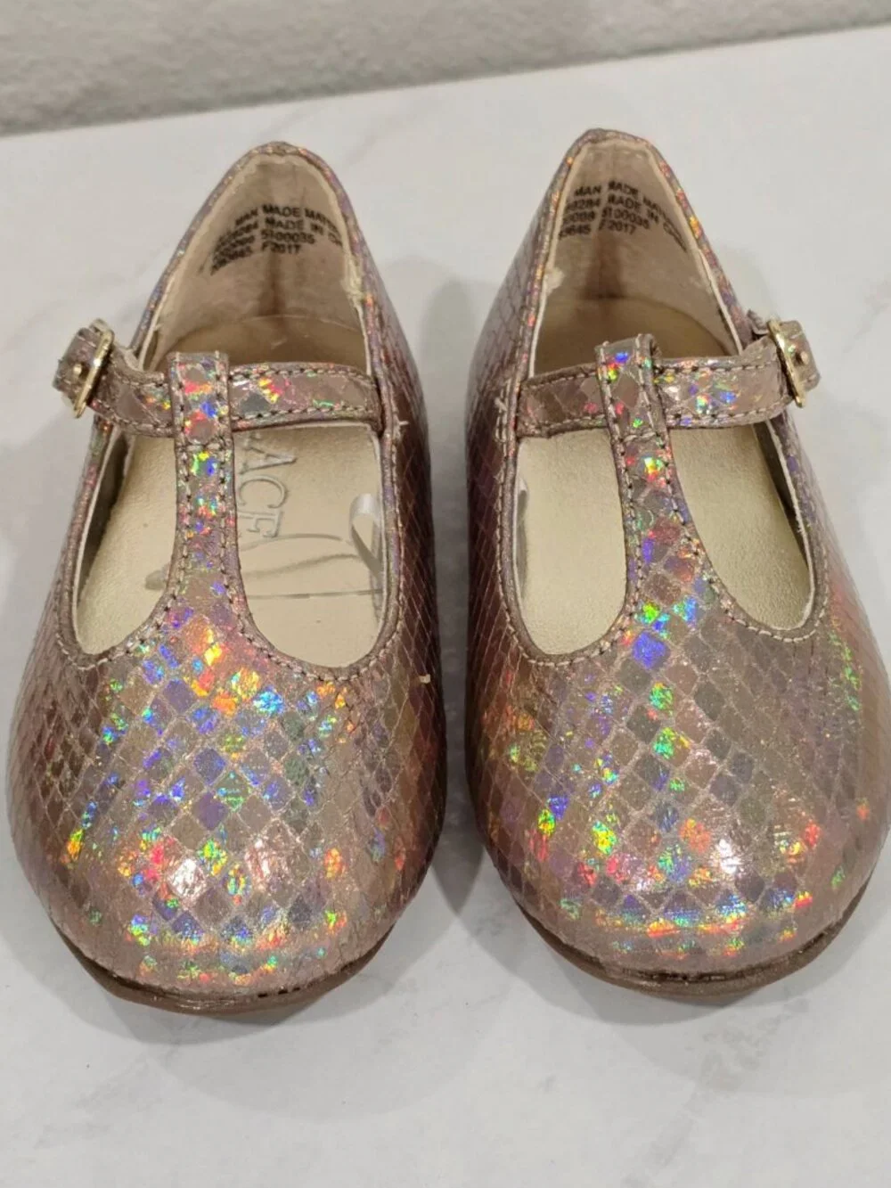 The Children’s Place ✦ Rose Gold Glitter Shoes ✦ Iridescent Buckle Closure 4 NWT